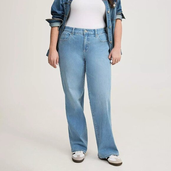 torrid Denim - TORRID Women's Light Wash Perfect Wide Leg Vintage Stretch Ribbed Jeans 14R